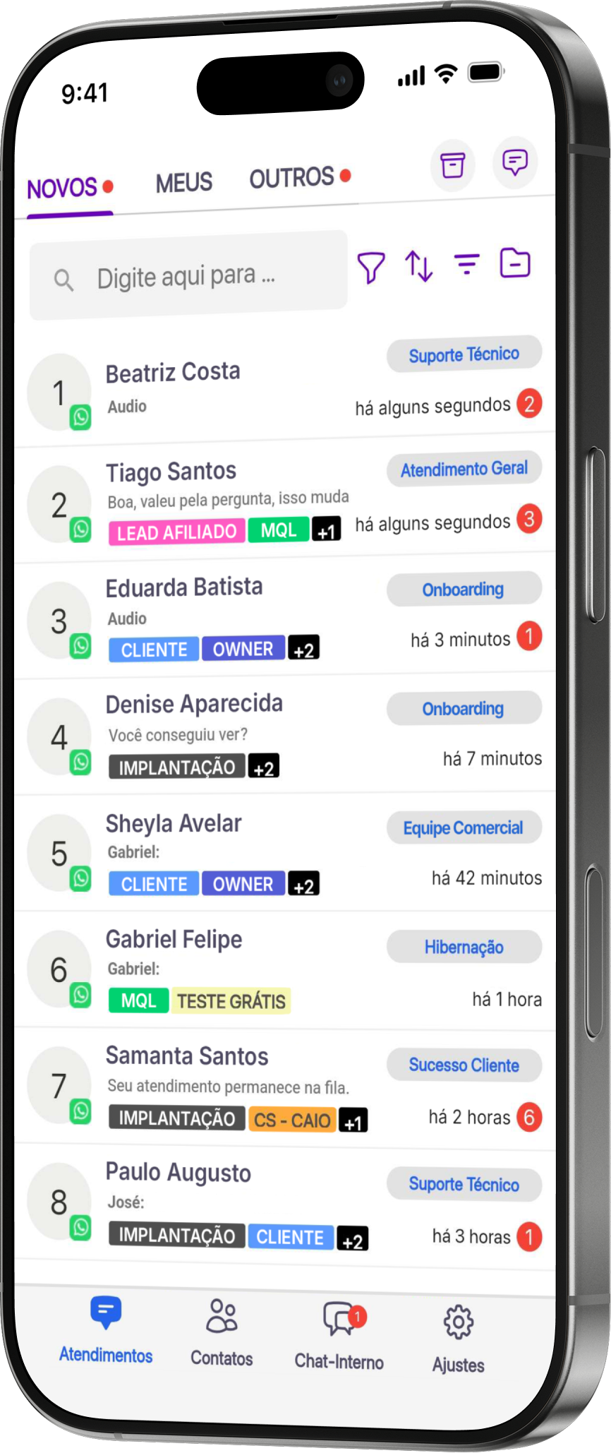 Sua operação no bolso da equipe.